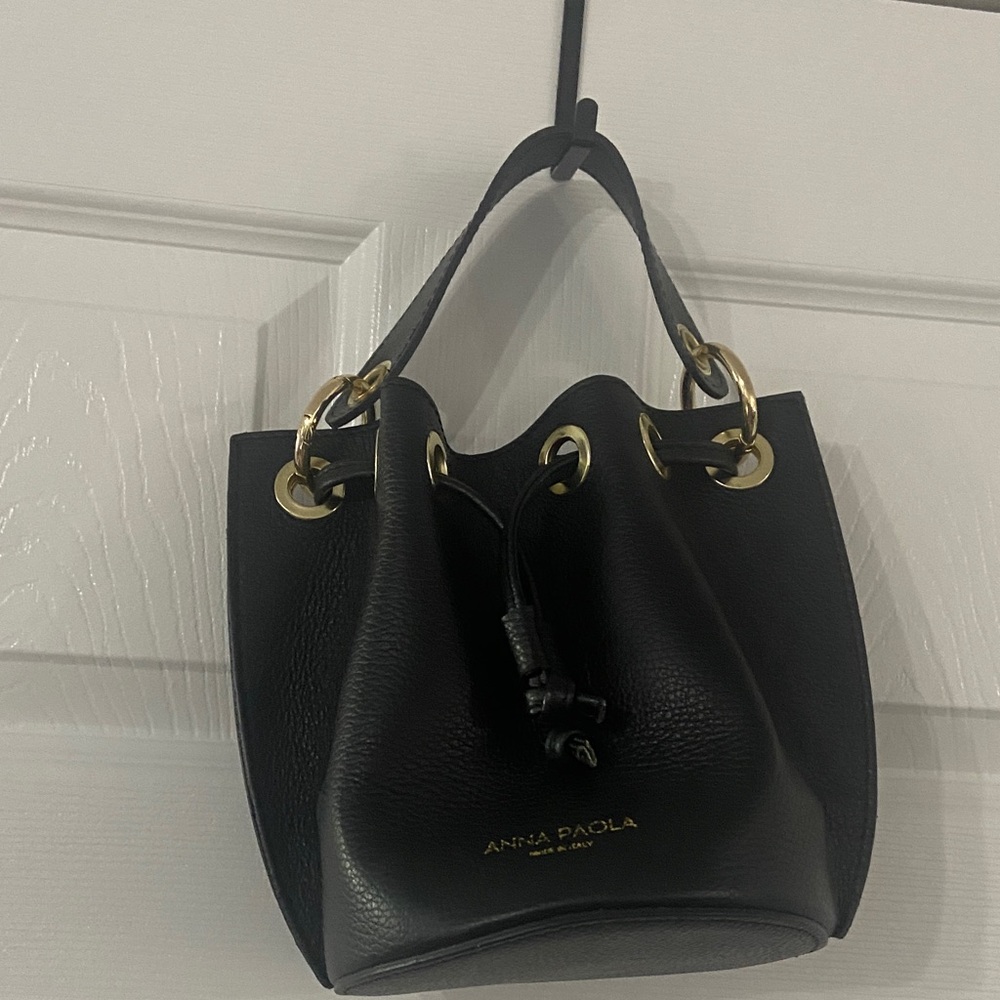 Anna Paola Black Mini Bucket Bag